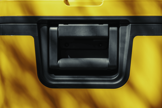 Space-efficient lock and tie-down points on Recon 69L cooler