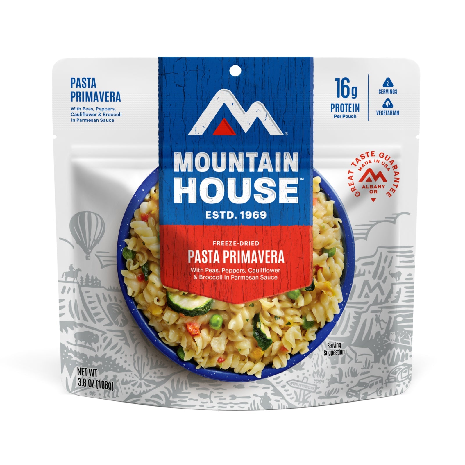 Mountain House Pasta Primavera package on a white background