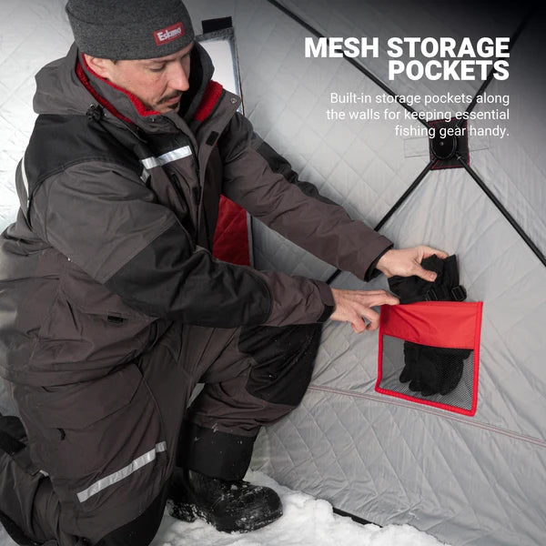 Eskimo QuickFish 4HD mesh storage pockets for fishing gear