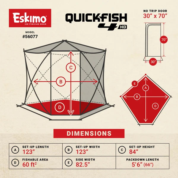 Eskimo QuickFish 4HD 4-person 60 sq ft insulated ice fishing shelter