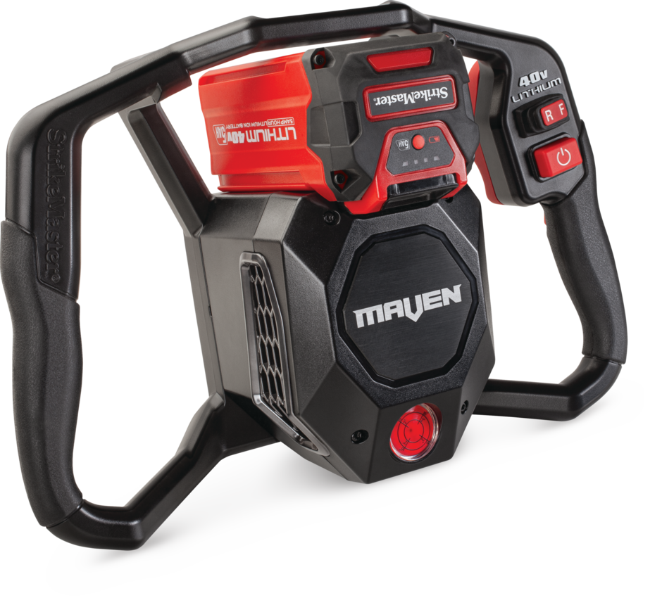 Electric 40V ice auger with ergonomic soft-touch grips and built-in bubble level