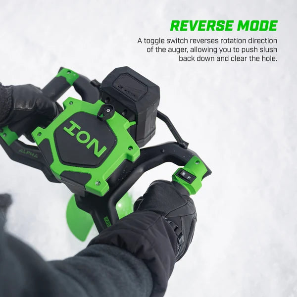 ION Alpha Pro 10-inch electric ice auger with reverse slush-clearing function
