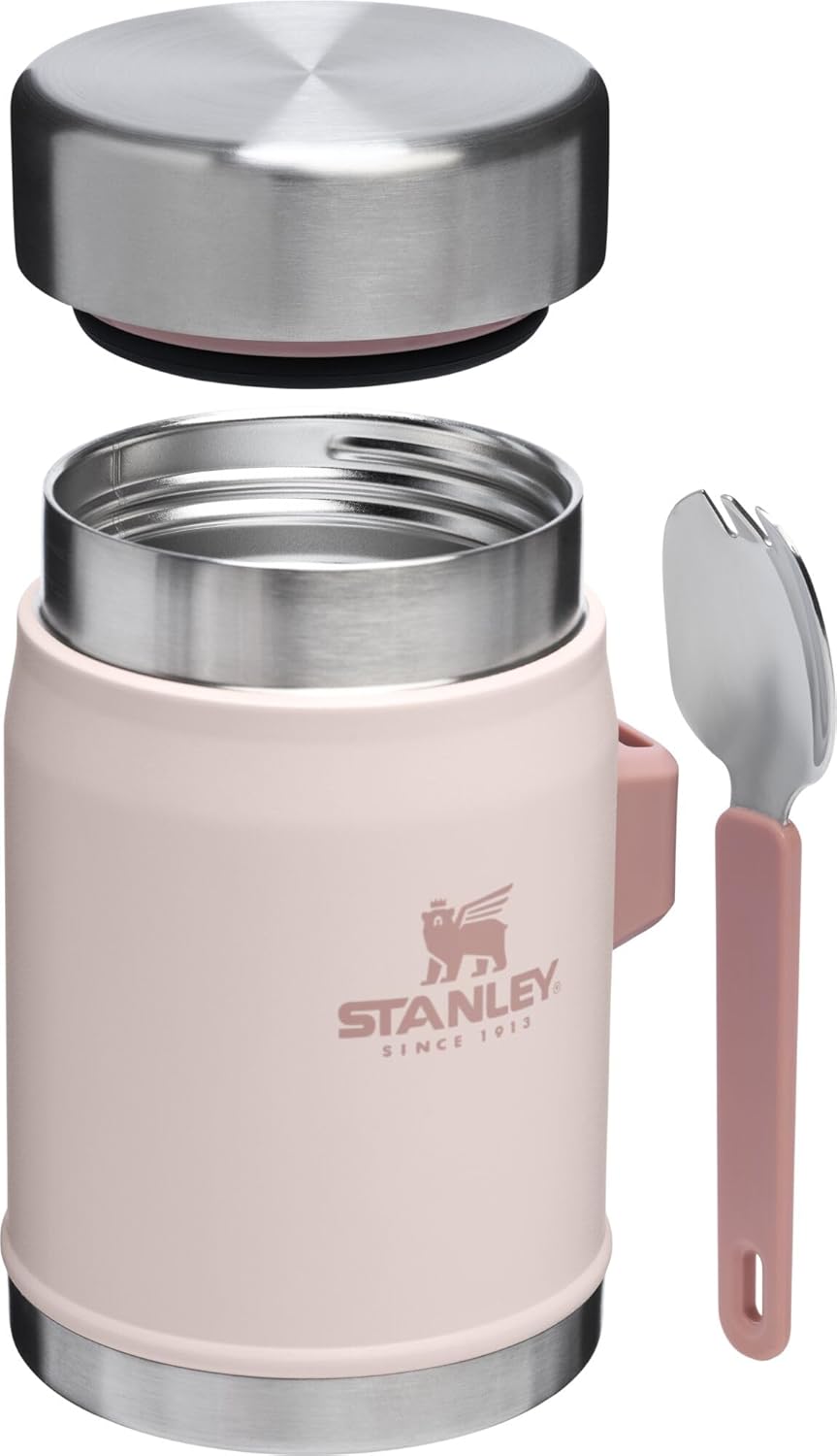 Compact stainless steel thermos food container for hot or cold meals