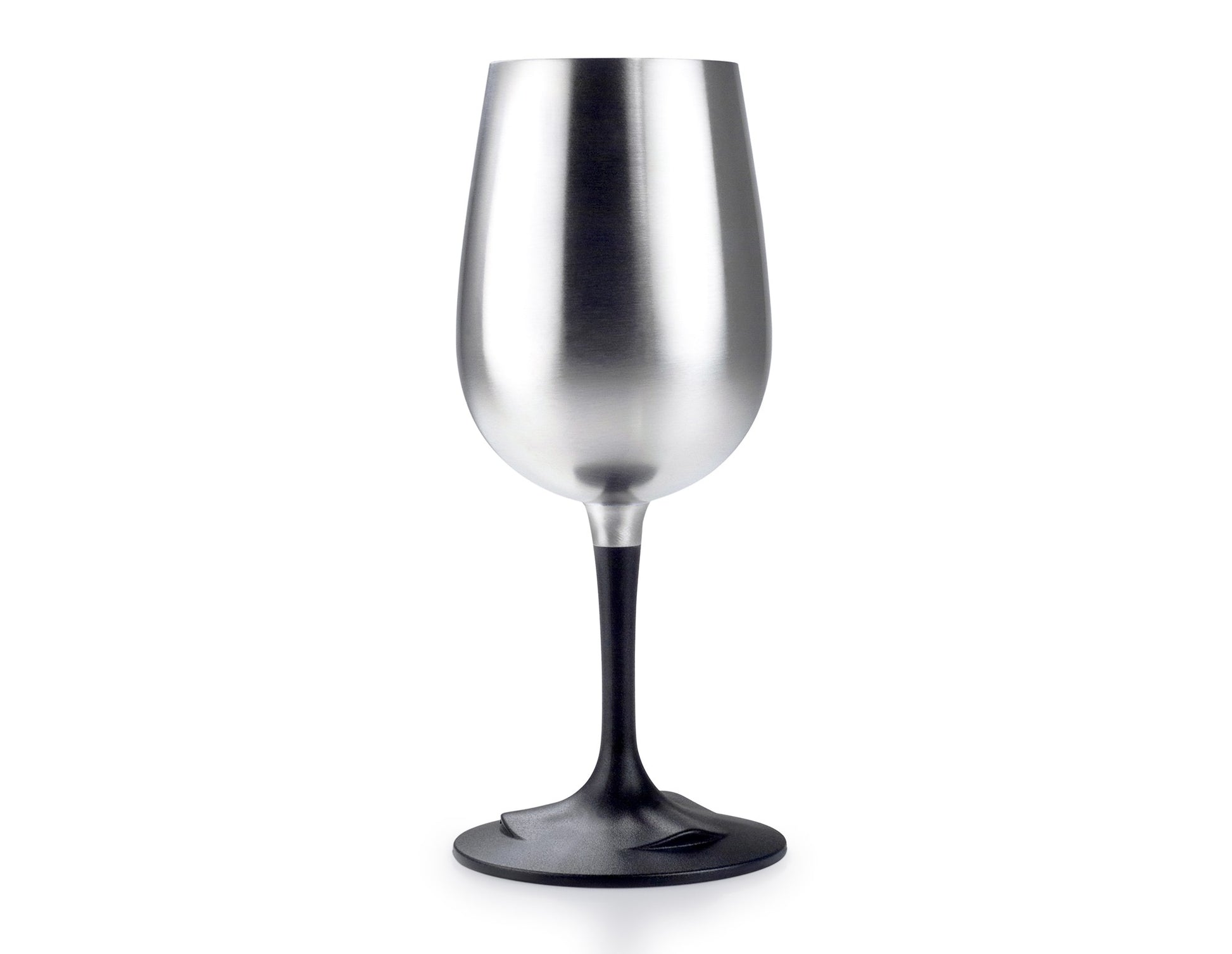 Glacier Stainless Nesting Wine Glass with stem detached and nested for compact storage.