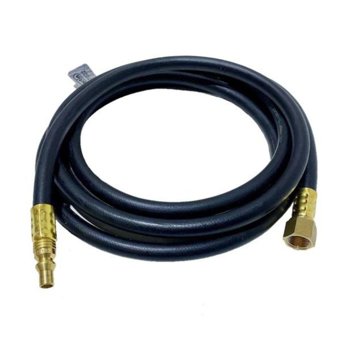 Quick connect fitting and flow regulator for BBQ hose compatible with RV propane outlet

