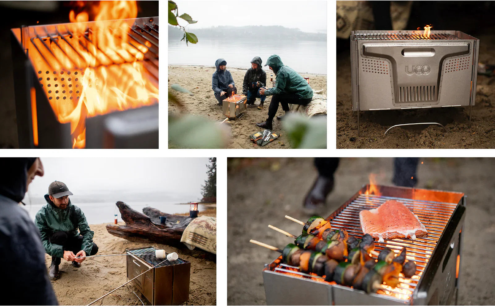 Flatpack Smokeless Firepit holding 16-inch cordwood, designed for easy setup and smokeless burning in outdoor environments