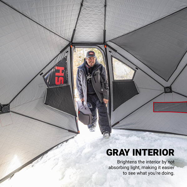 Eskimo FatFish 450i No-Trip Door opening to ice level for easy entry and exit