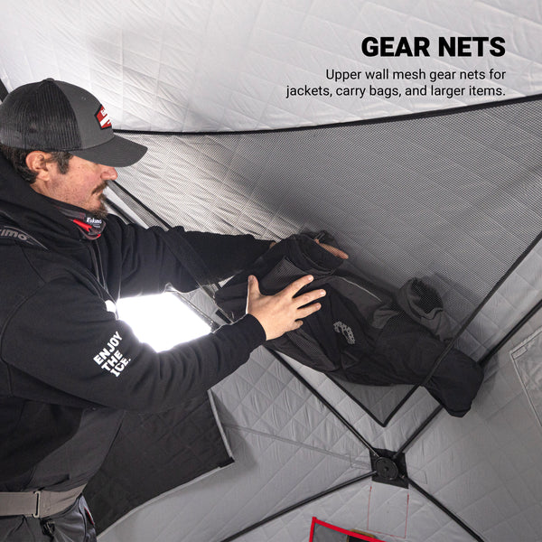 Eskimo FatFish 450i ice fishing shelter with seven windows and ventilation features
