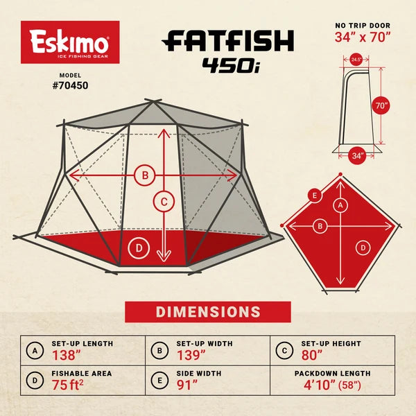 Eskimo FatFish 450i Packdown hub system for compact storage and convenient transportation