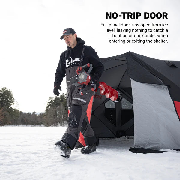 Eskimo FatFish 650i ice fishing shelter with spacious gray insulated interior