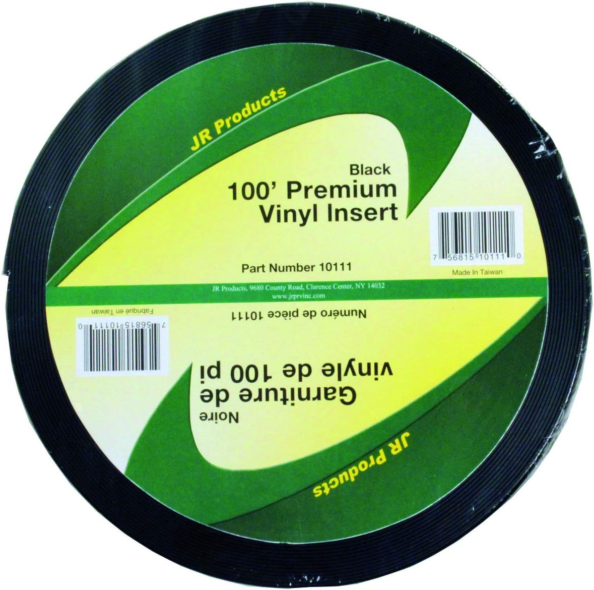 JR Products 10111 Black 100' Premium Vinyl Insert