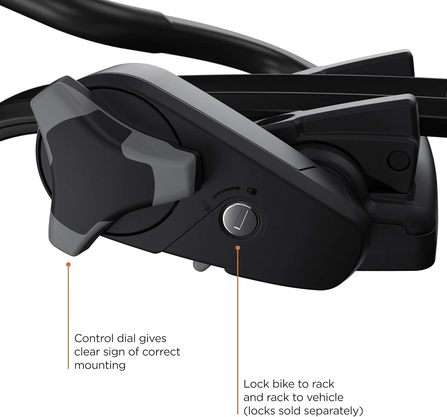 Close-up of soft claw pads on Thule bike carrier holding frame