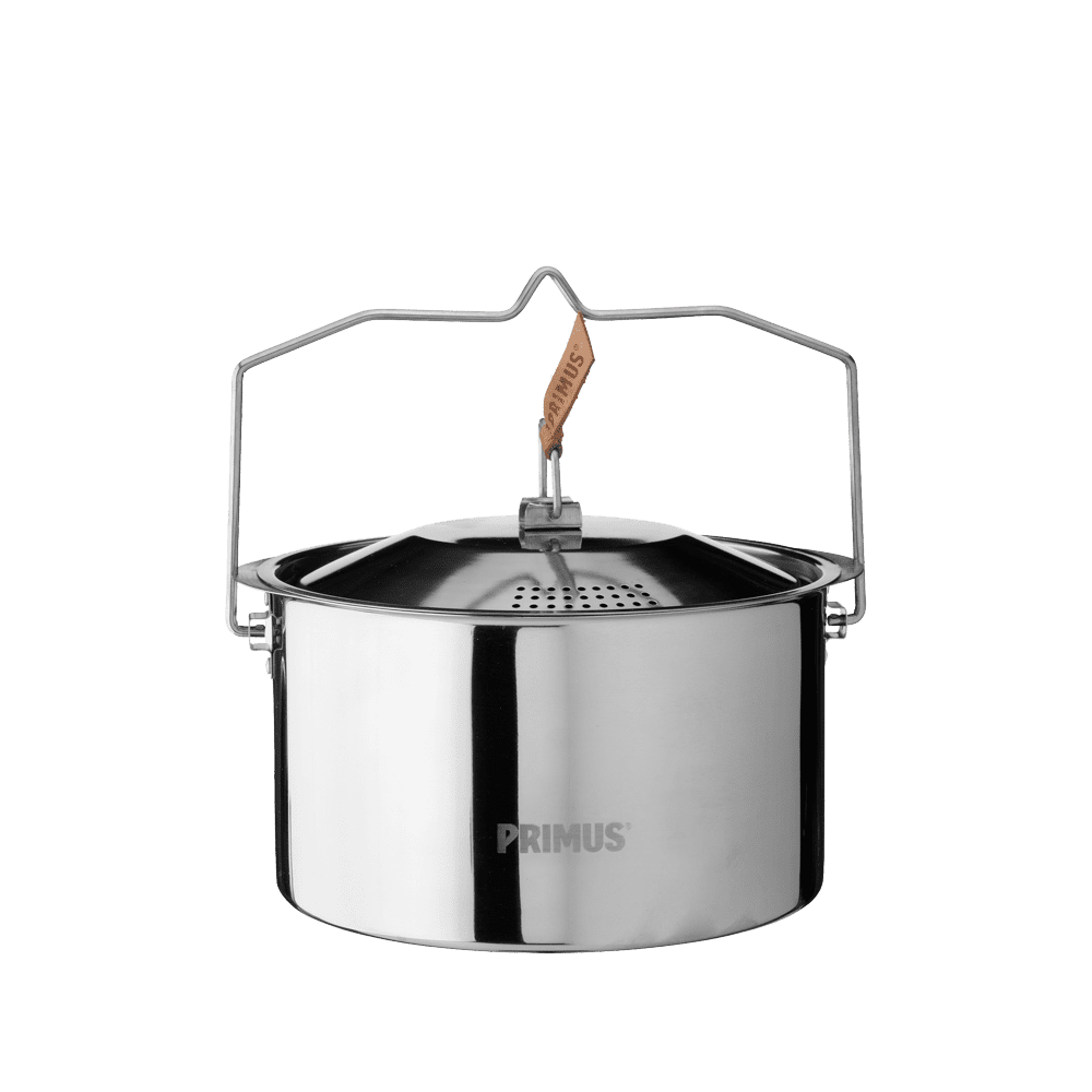 18/8 stainless steel pots and pans with folding handles for compact packing and easy transport

