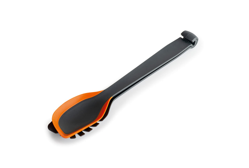 GSI Outdoors 3-in-1 Food Tongs in grey with durable nylon and TPU construction.