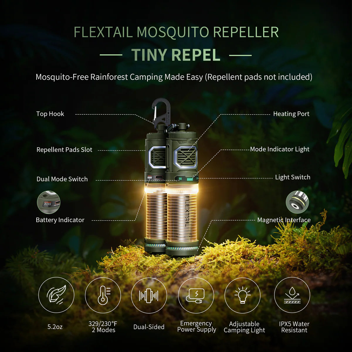 TINY REPELLER - 3 IN 1 Outdoor Insect Repellent with Power Bank Function