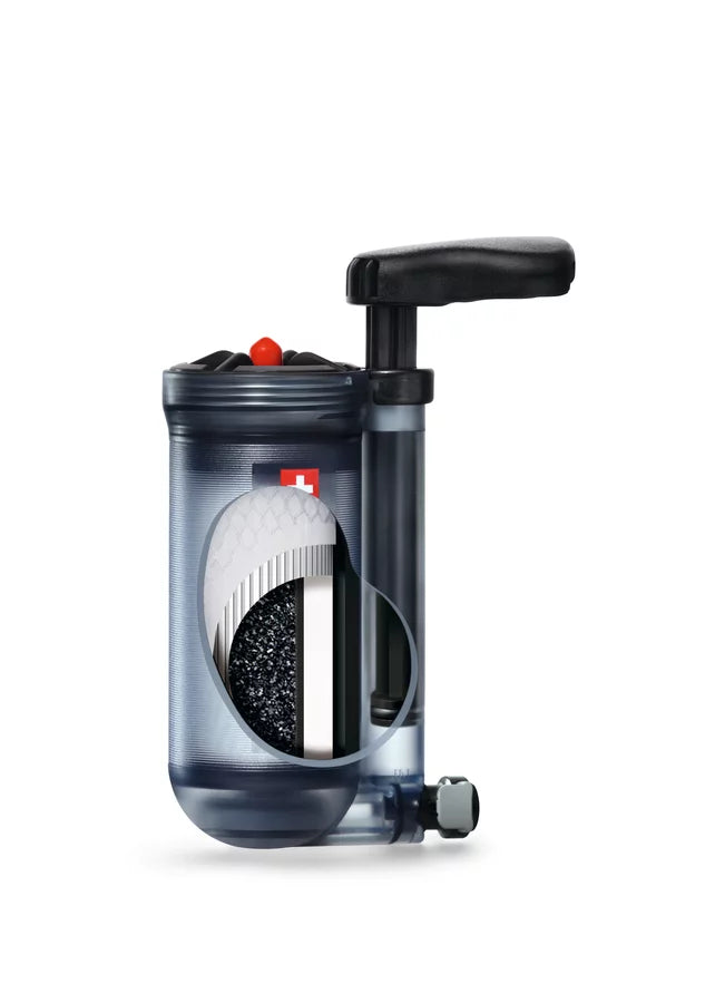 Compact Katadyn Hiker Pro water purifier for backpacking and travel hydration