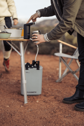 Focused image on the BPA-free, food-grade LDPE material of the Dometic HYD J11 Water Jug.