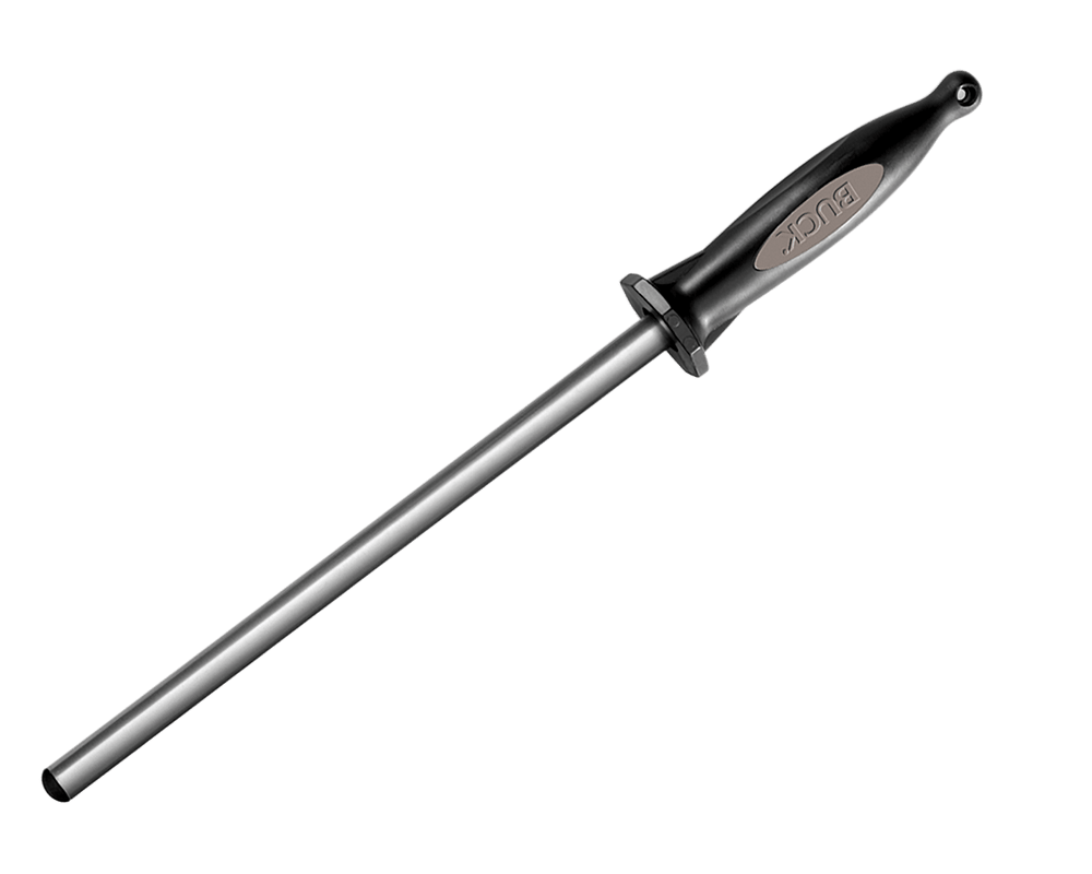 Metal rod with black handle on a transparent background
