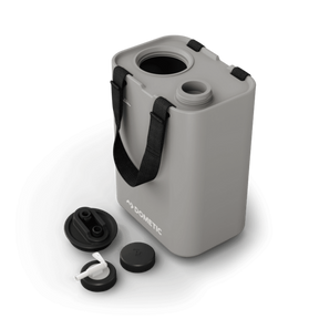 Detailed view of the Dometic HYD J11 Water Jug’s spigot and quick-connect fitting for accessory attachment.