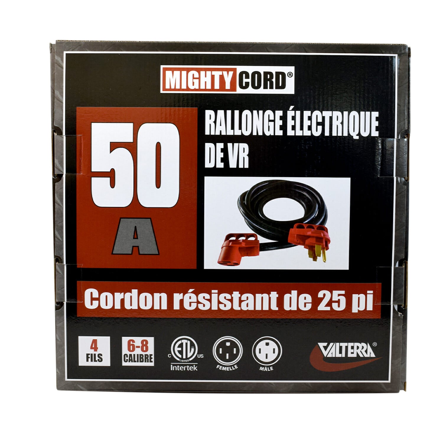 RV Extension Cord 50 Amp, 25 Ft with Finger Grip Plug for Easy Handling