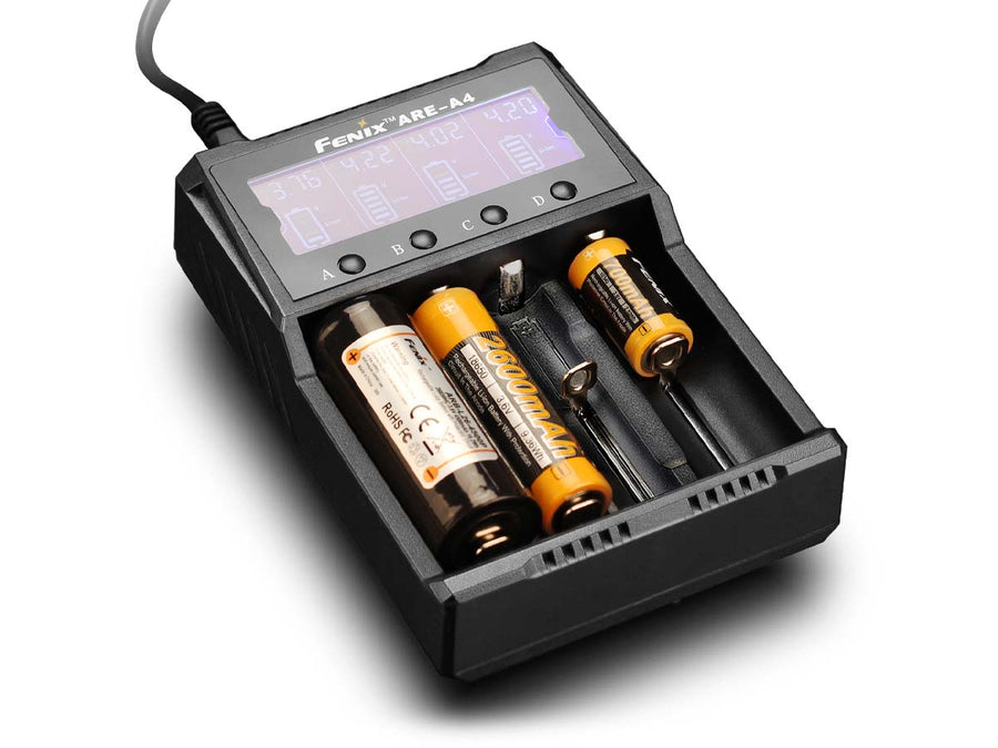 Fenix ARE-A4 charger with two batteries inserted