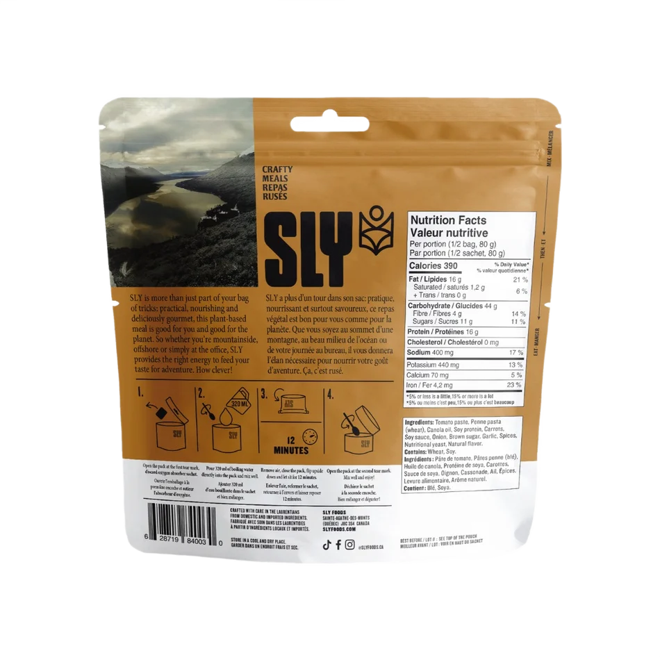 SLY Foods Bolognese high-protein outdoor meal