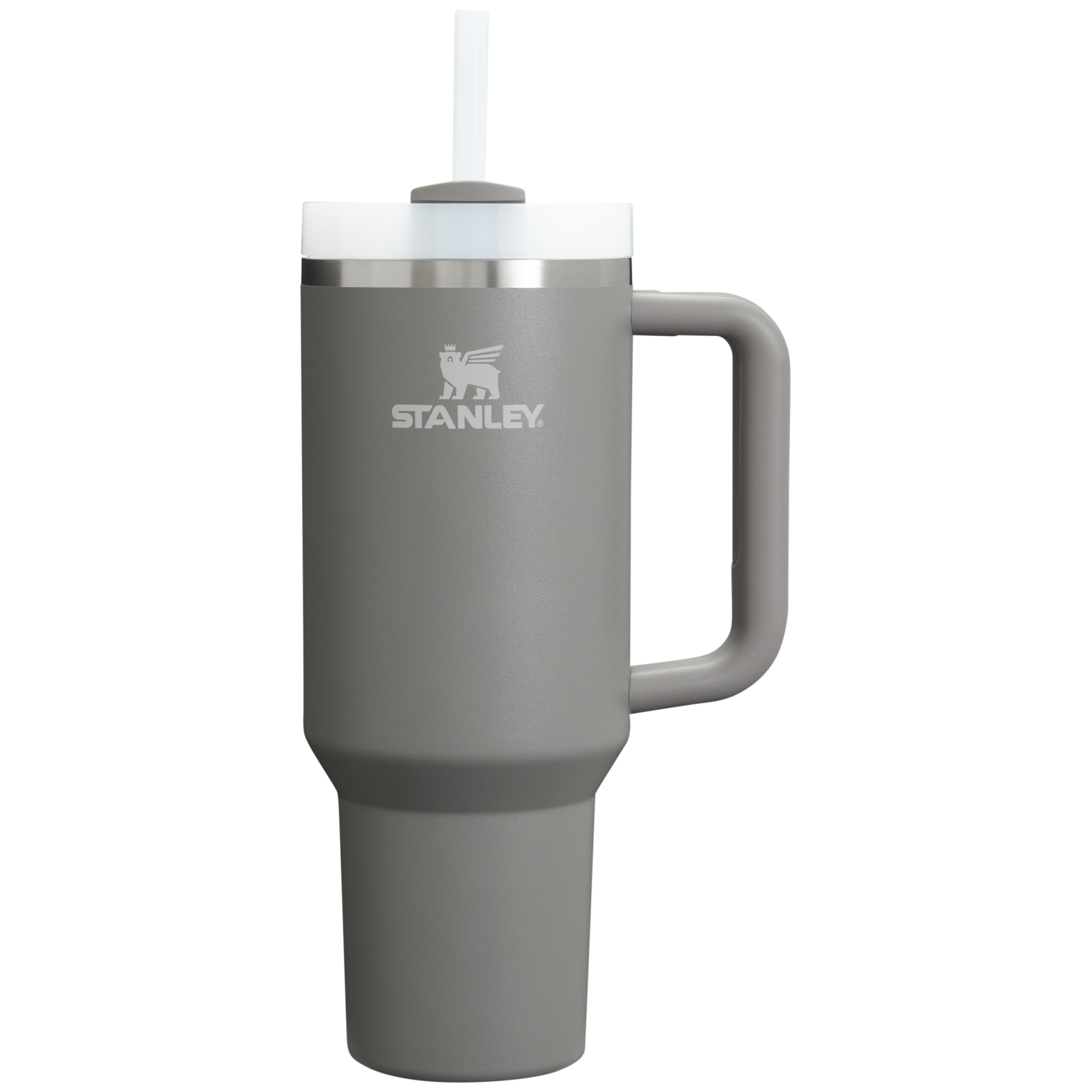 Gray Stanley mug with handle on a white background