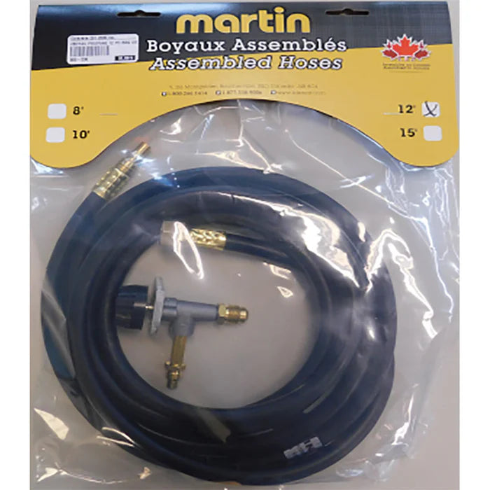 Martin GR-14 BBQ connected to RV low pressure propane outlet using 12-foot hose

