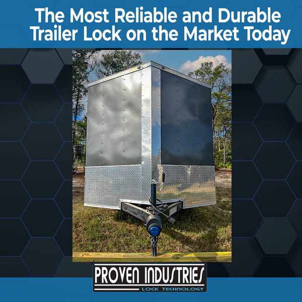 Proven Industries Model 2516 trailer coupler lock with key and protective cover, ready for installation