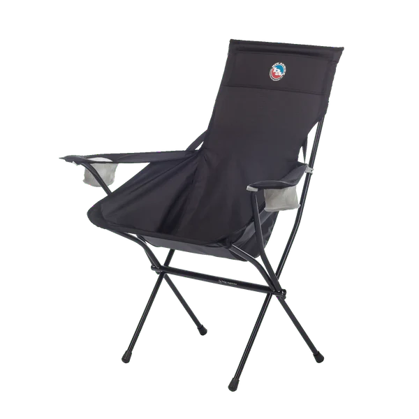 Portable folding camping chair with armrests and two built-in cup holders
