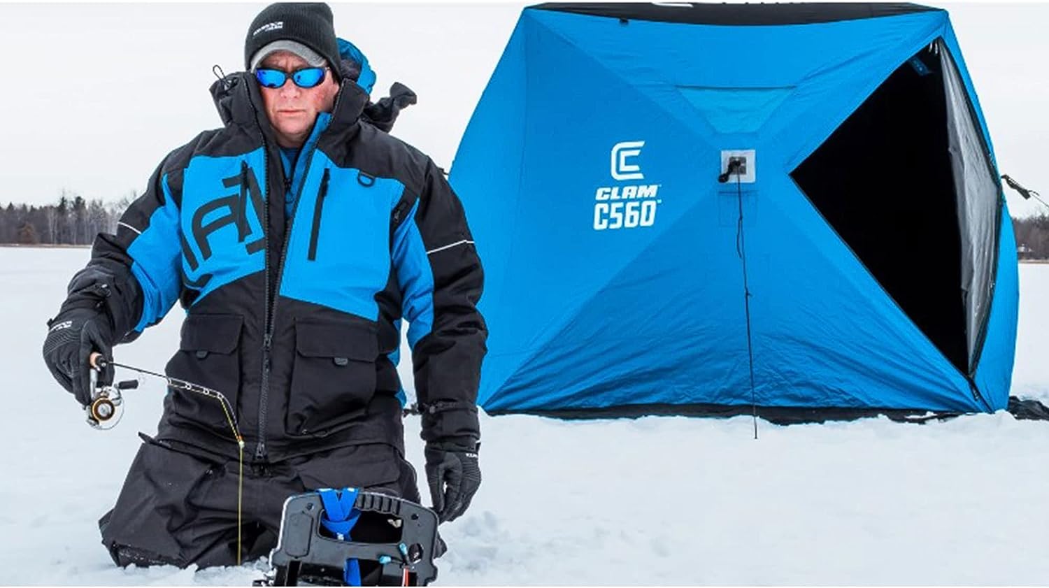 CLAM C-560 Lightweight Portable Pop Up Ice Fishing Angler Thermal Hub Shelter Tent 114477