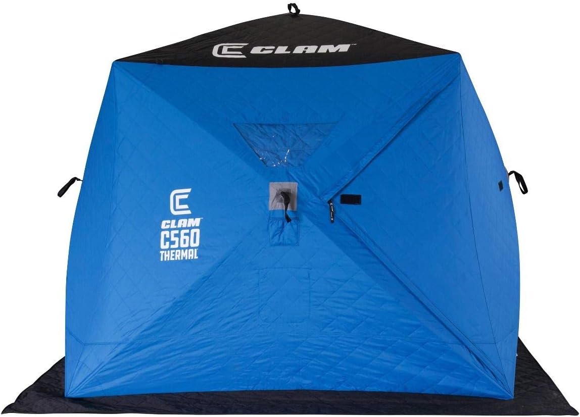 CLAM C-560 Lightweight Portable Pop Up Ice Fishing Angler Thermal Hub Shelter Tent 114477