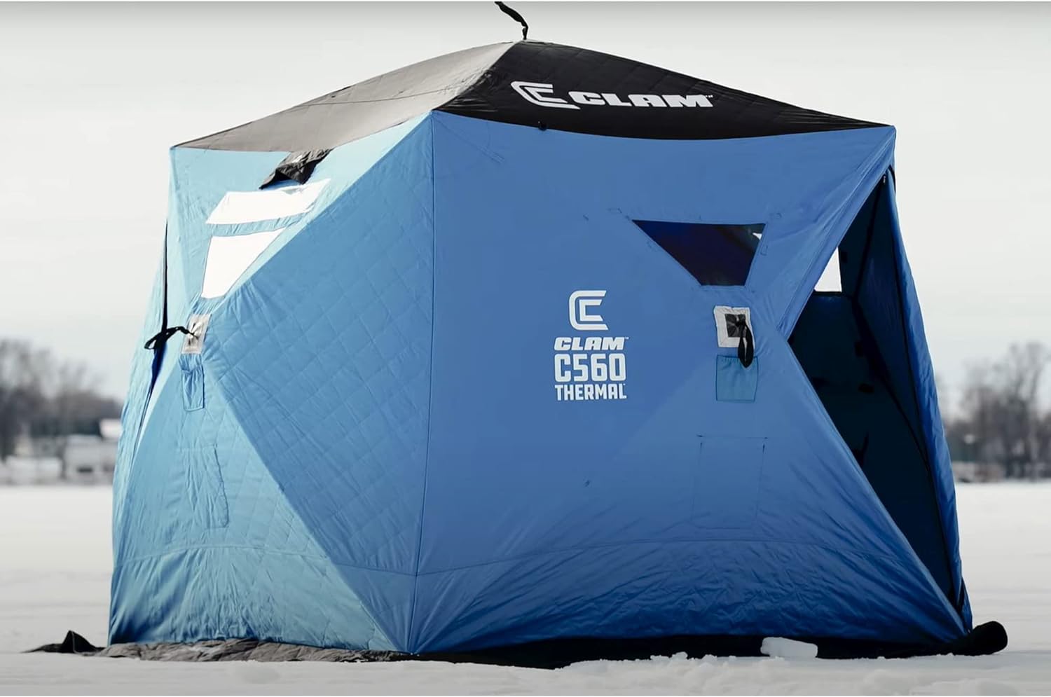 CLAM C-560 Lightweight Portable Pop Up Ice Fishing Angler Thermal Hub Shelter Tent 114477