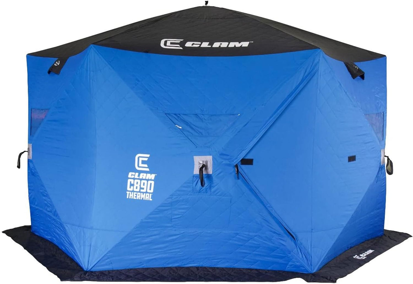 CLAM C-890 Portable 11.5 Ft 6 Person Pop Up Ice Fishing Thermal Hub Shelter Tent