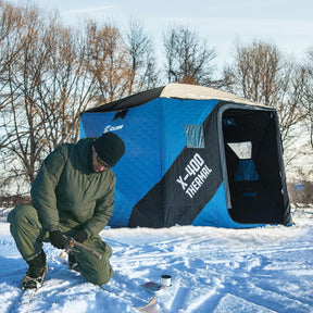 CLAM Portable X-400 4 Person Pop Up Ice Fishing Thermal Hub Shelter Tent-117479