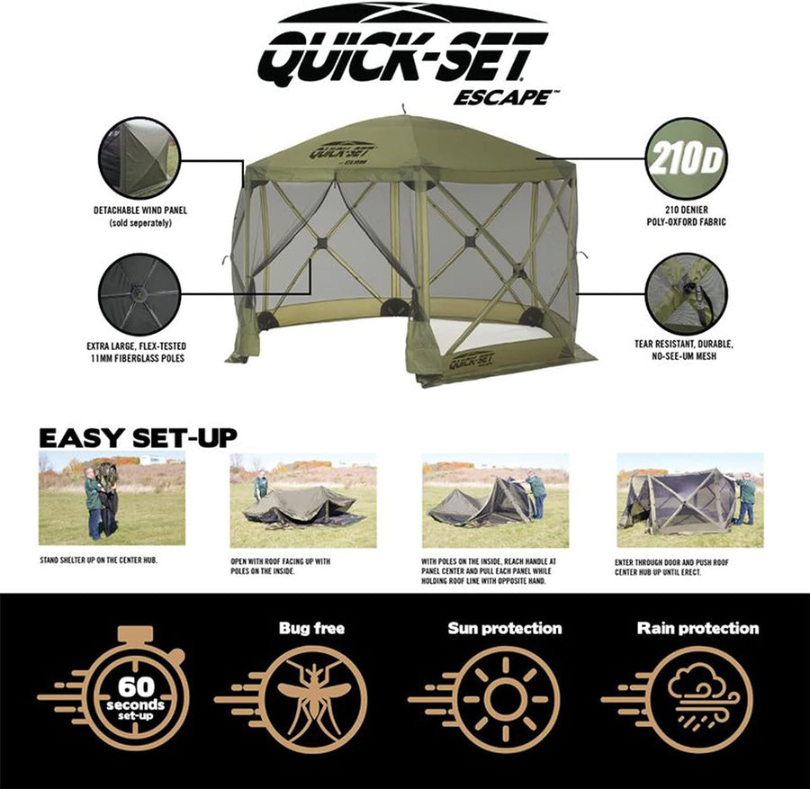 CLAM Quick-Set Escape 11.5 x 11.5 Foot Portable Pop-Up Camping Gazebo ...