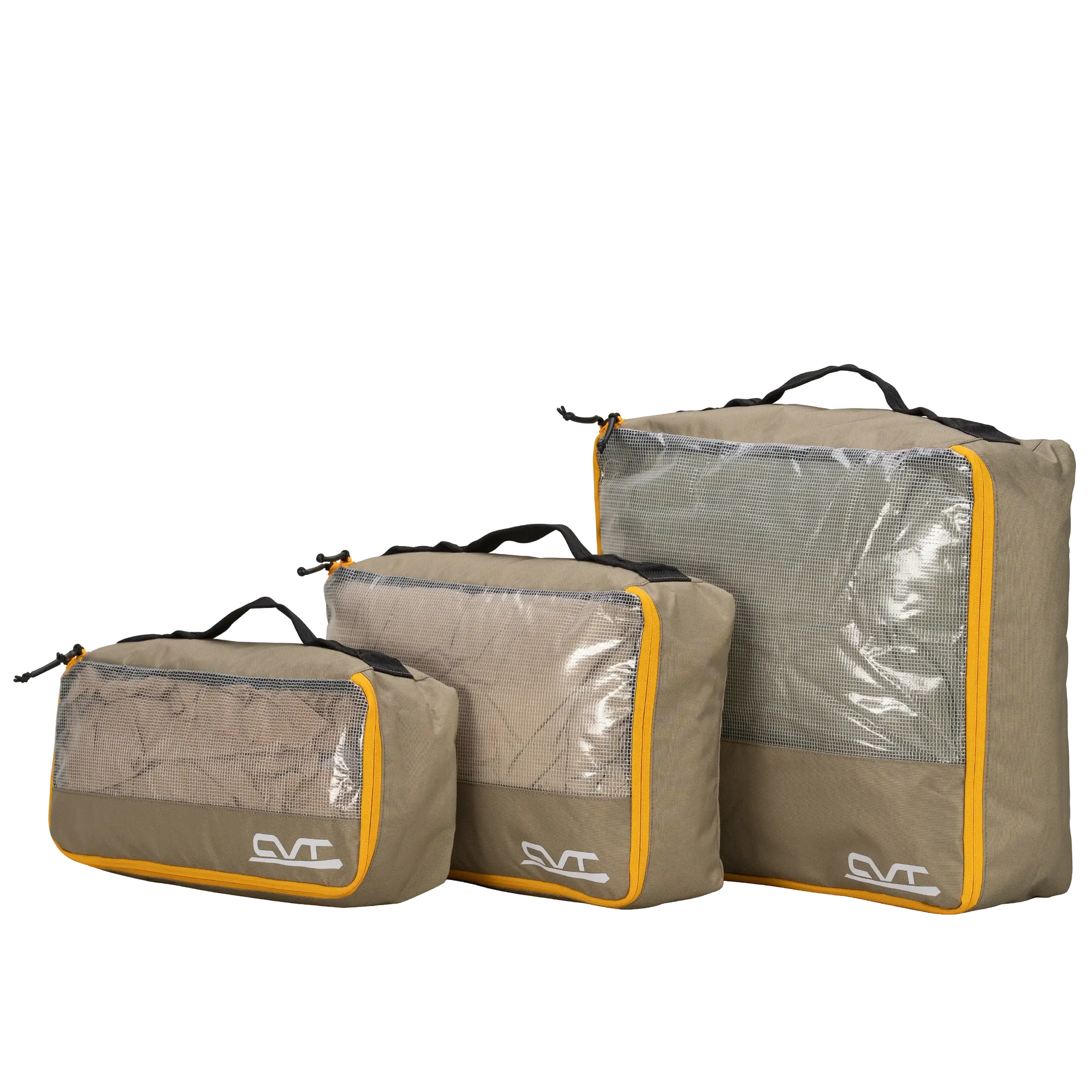 CVT Camping Cubes neatly packed inside a backpack, demonstrating their compact and efficient storage for travel and outdoor adventures