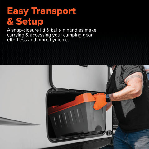 Portable RV sanitation kit with snap-closure storage box
