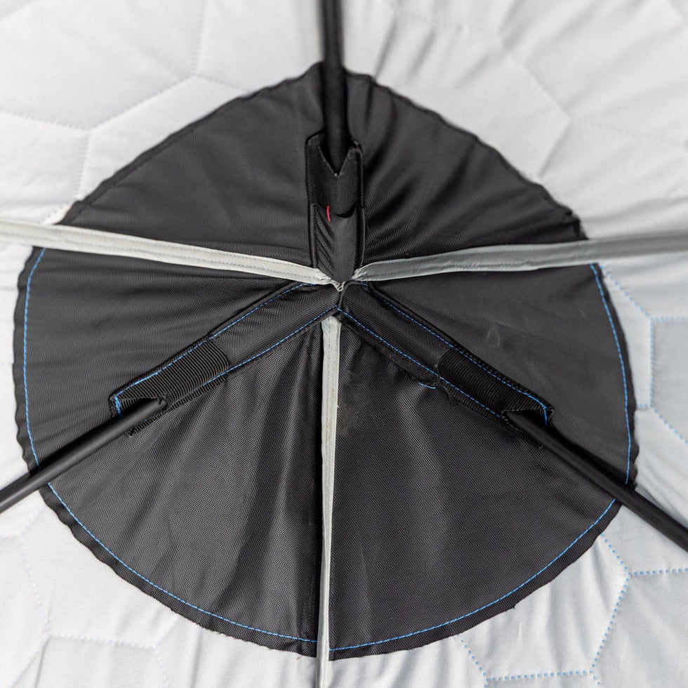 Clam X-400 Thermal Hub 3 person ice fishing shelter with 64 square feet of fishable space
