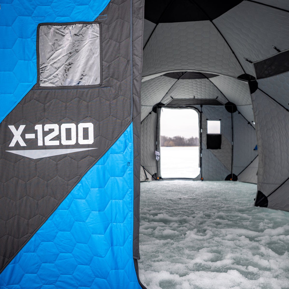 Clam X-1200 thermal ice shelter with two entry doors