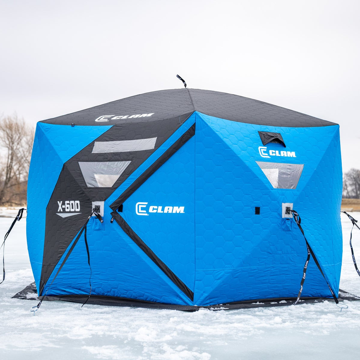 Clam X-600 ice fishing shelter with dual entry doors
