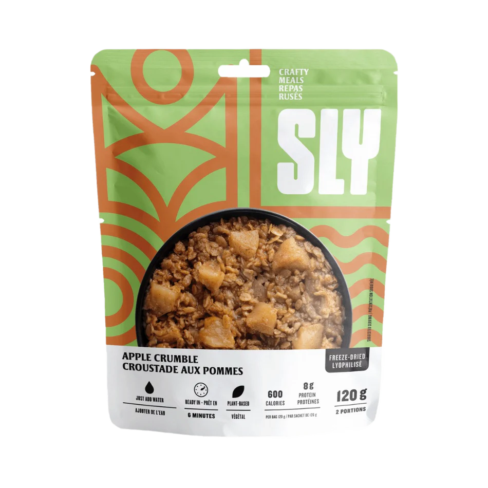 SLY Apple Crumble freeze-dried dessert with caramelized apples and golden crumble