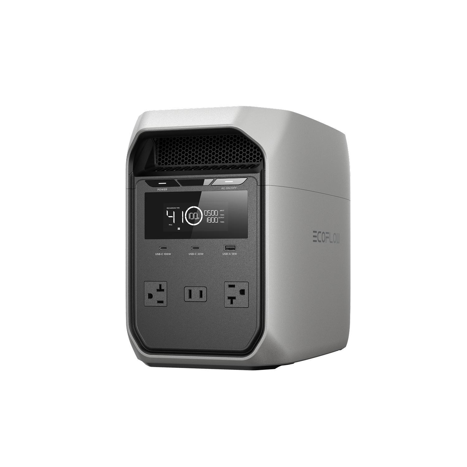 EcoFlow DELTA 3 Classic portable power station with 1024Wh battery capacity and 1800W pure sine wave AC output.