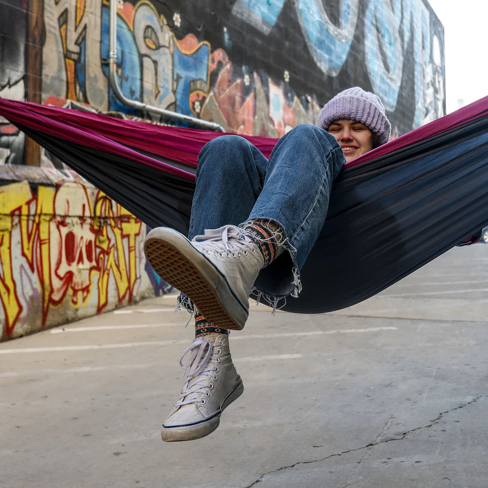 Quick setup hammock with included 5-foot straps for easy hanging anywhere