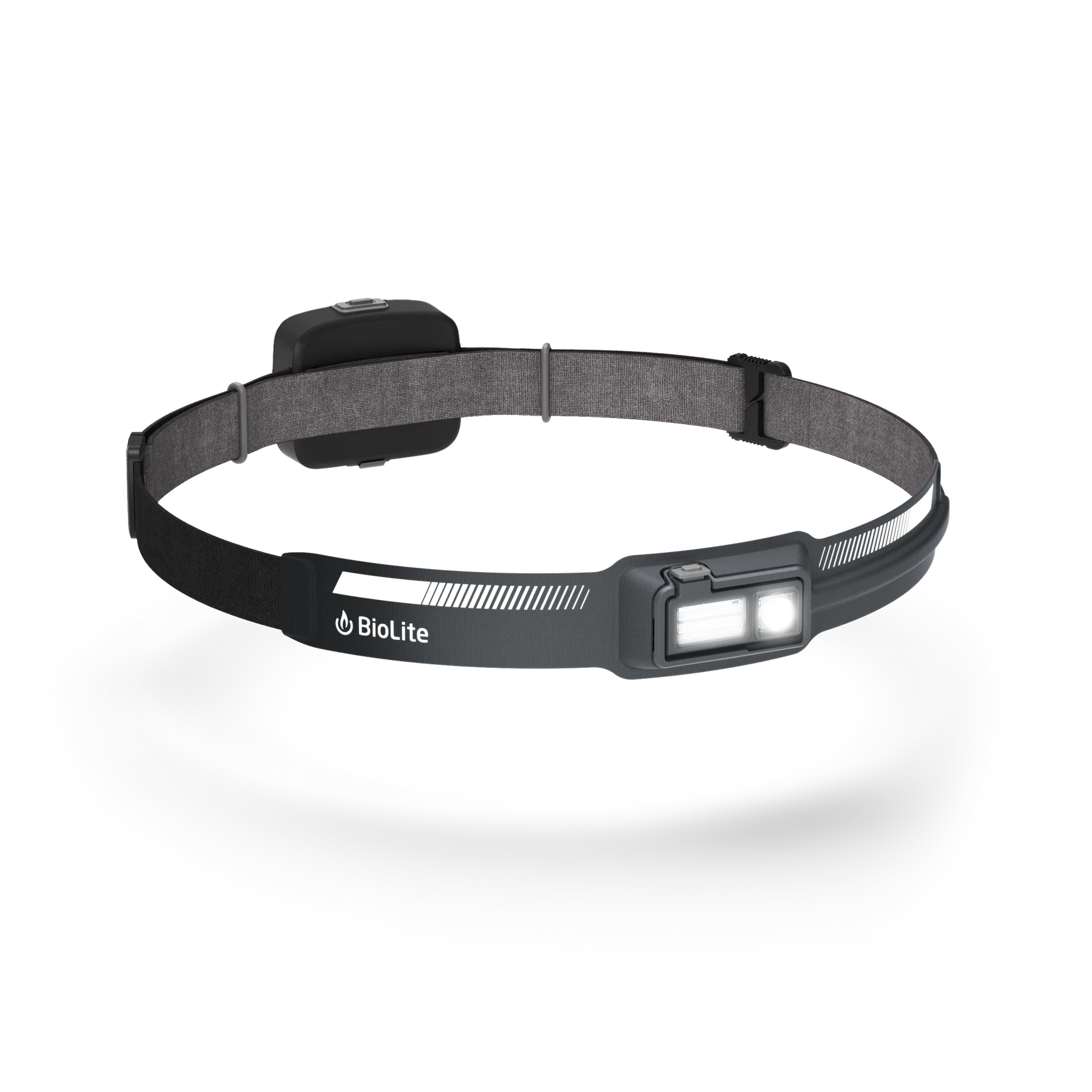 Side view of the headlamp, showing its ultra-thin 10mm front and articulating bezel for adjustable lighting angles.