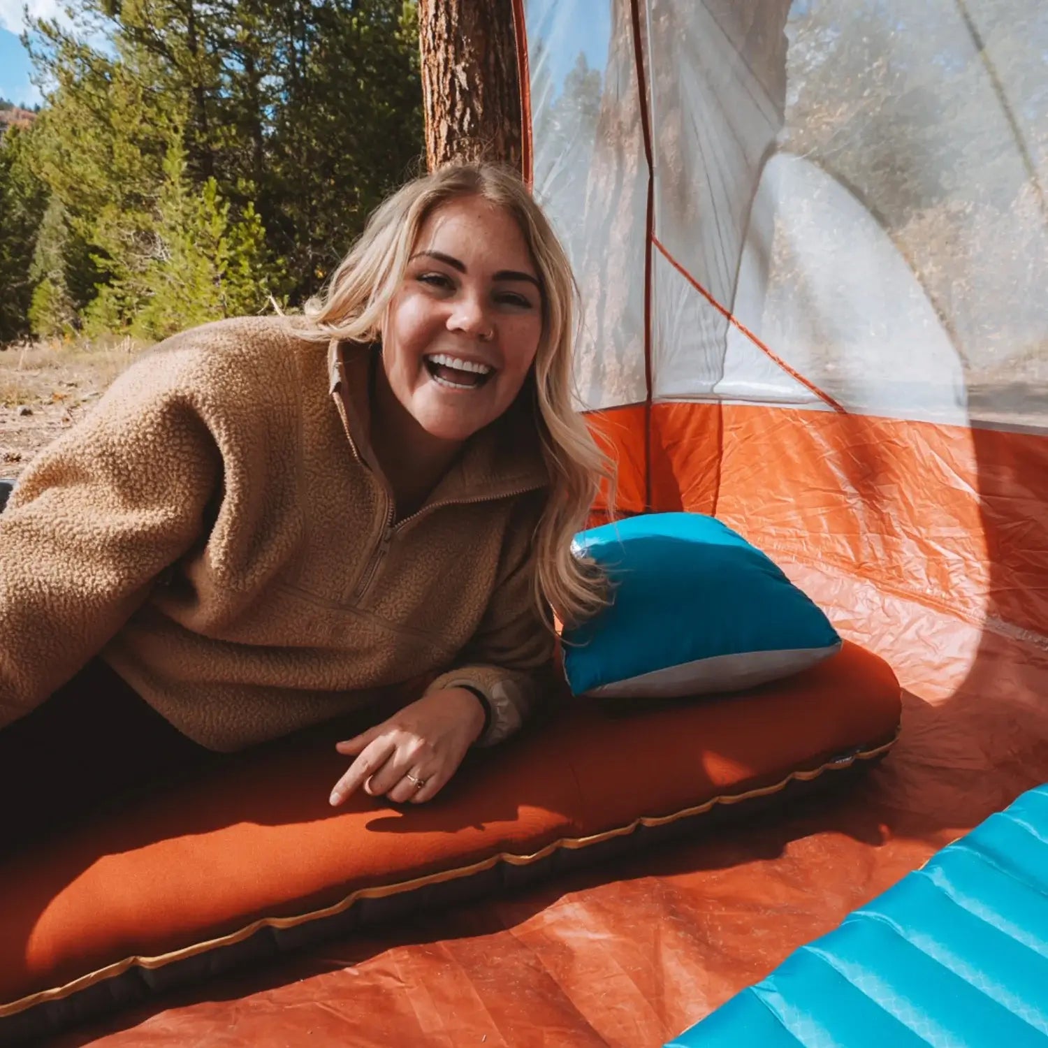 Travel pillow with balanced memory foam support for camping