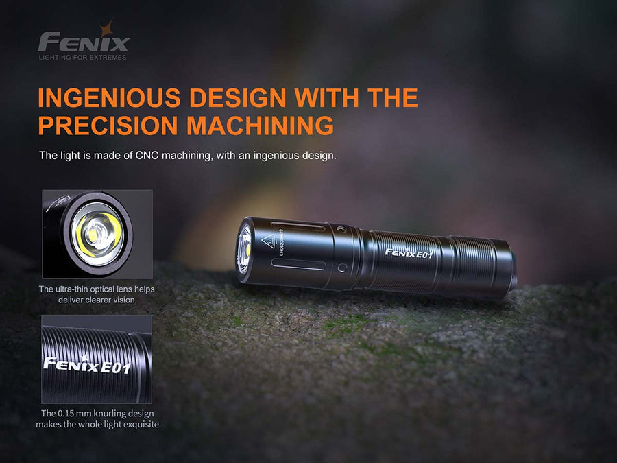 Fenix E01 V2.0 flashlight with rotating head switch