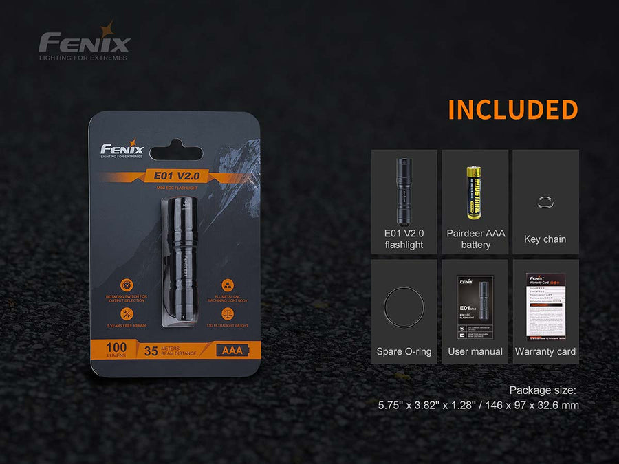 Fenix E01 V2.0 portable LED flashlight for camping