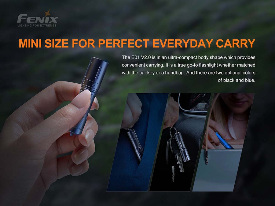 Fenix E01 V2.0 flashlight with three brightness levels