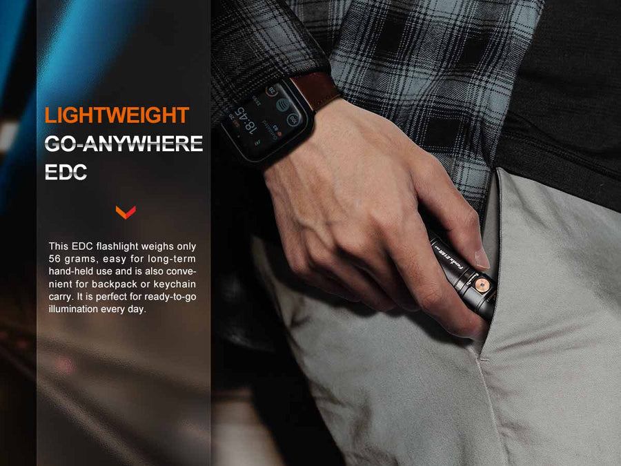 Fenix E18R V2.0 compact flashlight with rechargeable 16340 battery